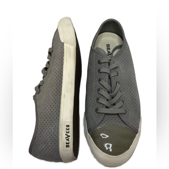 SeaVees Army Issue Low Laser Cut Grey Leather Sneakers Sz 8.5 - Picture 1 of 9
